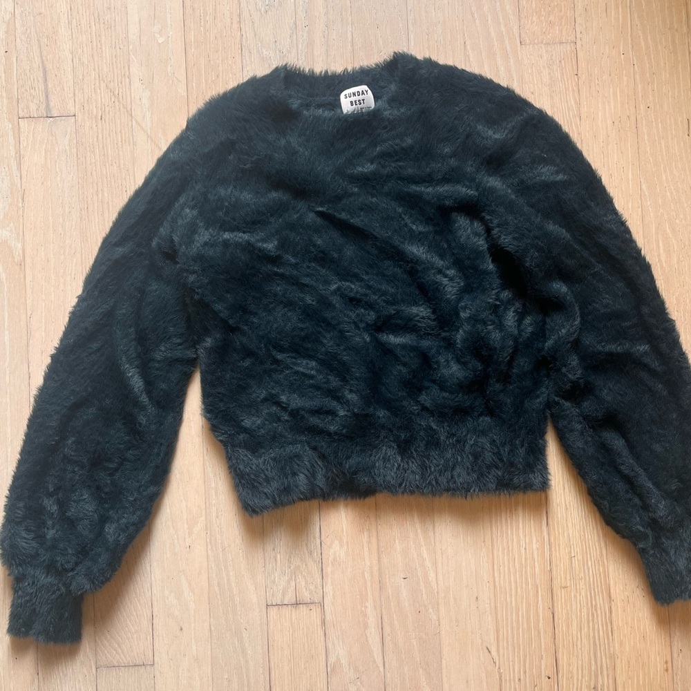 Aritzia Sunday best green fuzzy sweater